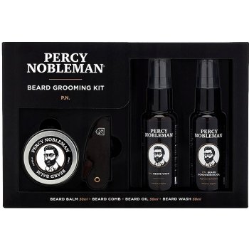 Percy Nobleman Beard Care šampon na vousy 30 ml + olej na vousy 30 ml + vosk na knír 20 ml + hřebínek na vousy dárková sada