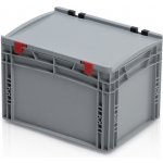 TBA Plastová Euro přepravka 400 x 300 x 270 cmmm s víkem plný úchyt – Zboží Dáma