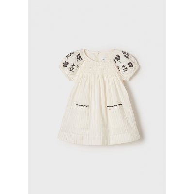 Šaty s nabíranými rukávy výšivky smetanové BABY Mayoral – Zbozi.Blesk.cz