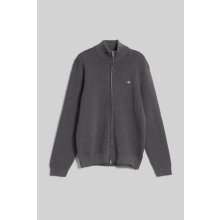 Gant Textured Cotton Full Zip Cardigan šedá