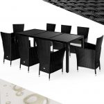 FurniGO Berlin 1+8 umělý ratan, černý – Hledejceny.cz