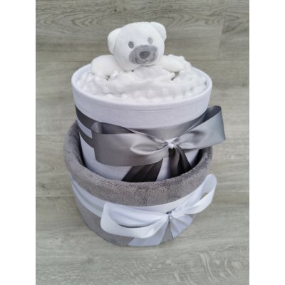 Pastell decor Plenkový dort dvoupatrový neutrální Vel. 3 - Miminko váží 4 až 9 kg, Velikost oblečení: 62/68 - Miminku jsou 3 až 6 měsíců – Zboží Dáma