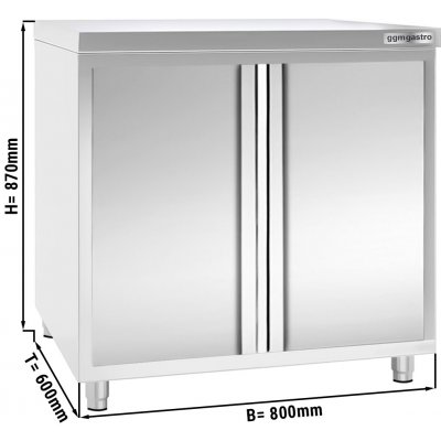 G.Gastro Nerezová pracovní skříňka PREMIUM - 800x600 mm - se 2 křídlovými dveřmi - 16235 – Hledejceny.cz