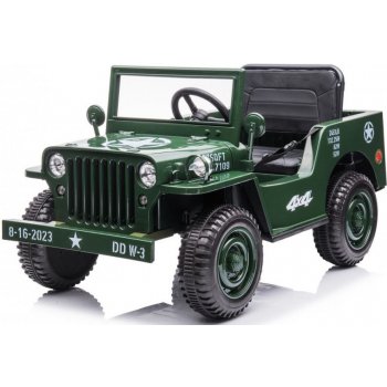 Mamido Dětský elektrický vojenský Jeep Willys 12V7Ah Army zelená