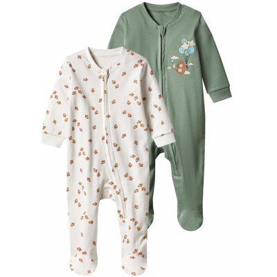 Lupilu Chlapecký overal na spaní s BIO bavlnou 2kusy zelená bílá – Sleviste.cz