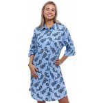 Nebesky modrá i šedá noční košile s límečkem pro plnoštíhlé kojící ženy MANDALY 1C3497 modrá – Zboží Dáma