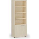 Primo Kombinovaná kancelářská skříň WOOD, dveře na 2 patra, 2128 x 800 x 420 mm, bříza – Sleviste.cz