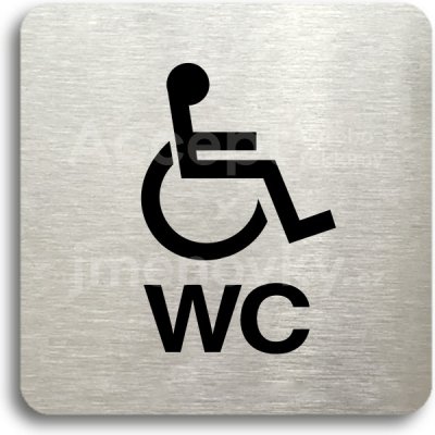 ACCEPT Piktogram WC invalidé (imobilní) - stříbrná tabulka - černý tisk bez rámečku – Zboží Mobilmania