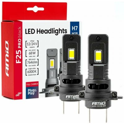LED žárovky H7 Série F25 PRO BLACK FULL CANBUS 68W 12V 24V , 7646 LM, 2KS – Hledejceny.cz