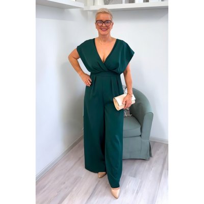 Bicotone společenský overal s rozšířenými rukávy a širokými nohavicemi zelený – Zbozi.Blesk.cz