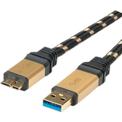 Roline 11.02.8879 Gold USB 3.0 SuperSpeed USB 3.0 A(M) - micro USB 3.0 B(M), 1.8m, černo/zlatý – Zboží Mobilmania