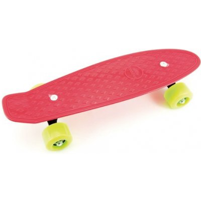 Skateboard - pennyboard 43cm plastové osy, červený, zelené kola