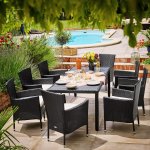 FurniGO Berlin 1+8 umělý ratan, černý – Hledejceny.cz