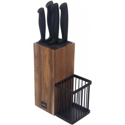 Stojan na nože akácie/kov+5 ks nožů – Zboží Dáma