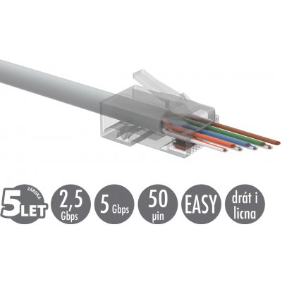 Solarix SXRJ45-5E-UTP-EASY Univerzální RJ45 CAT5E UTP 8p8c na drát i licnu – Zbozi.Blesk.cz