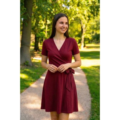 Jsem máma Bavlněné kojicí šaty s mašlí bordó – Hledejceny.cz