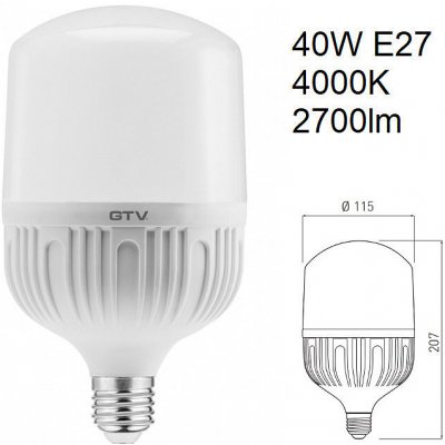 GTV LED žárovka 40W LD-ALF120-40W E27 4000K 3600lm – Hledejceny.cz