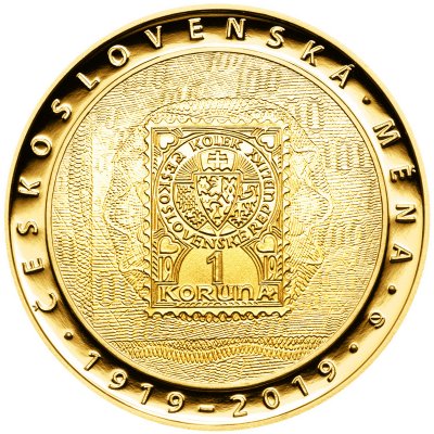 ČNB Zlatá mince 10000 Kč Zavedení československé měny 2019 Proof 1 oz – Sleviste.cz