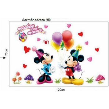 Živá Zeď samolepka Mickey Mouse a Minnie, rozměry 75 x 120 cm