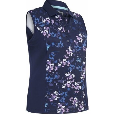Callaway Women Allover Butterfly Floral Printed Polo Peacoat