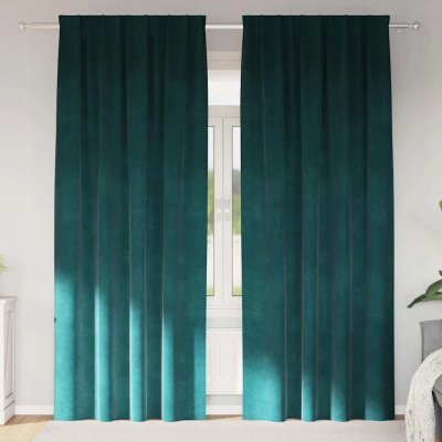 ZATEMŇOVACÍ ZÁVĚSY 2 KS TMAVĚ ZELEŇ 140X225CM SAMET – Hledejceny.cz