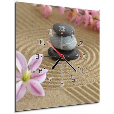 Obraz s hodinami 1D - 50 x 50 cm - zen garten Zenová zahrada