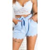 Dámské šortky Koucla Sexy Highwaist cloth Shorts with belt to tie white