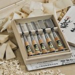 Sada japonských ručně-vyráběných truhlářských dlát FUJIKAWA Oire Yasuki White Paper Steel - 5 kusů – Zboží Dáma