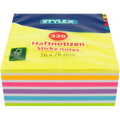 Samolepicí bloček Stylex 76x76mm, 320 listů - barevný – Hledejceny.cz