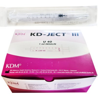 Inzulinová stříkačka KD-JECT III, 1 ml, U-40, 29G, 0,33 x 12 mm, 100 ks – Zboží Mobilmania