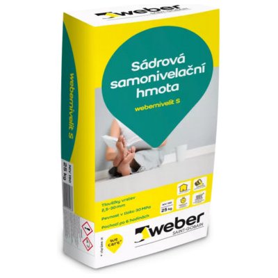 WEBER Weber nivelit S, nivelační hmota na bázi síranu váp. (2,5-30mm) 25kg – HobbyKompas.cz