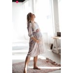 Těhotenské kojící šaty Lovely Midi Dress Grey with Flowers – Zboží Dáma