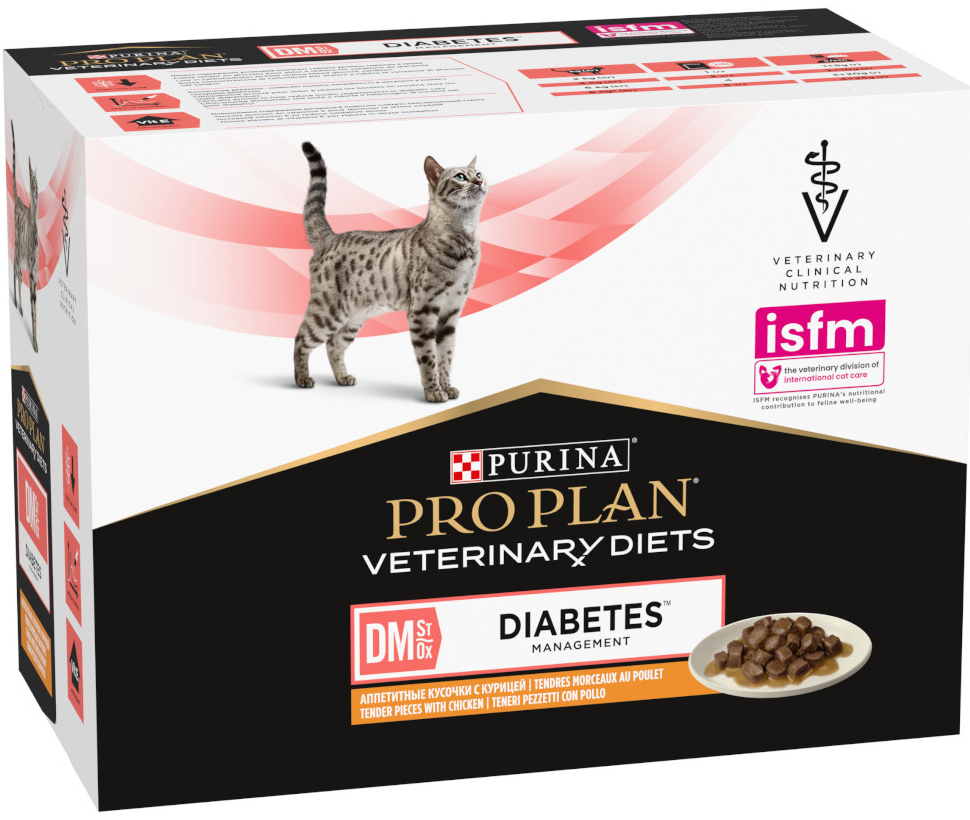 Pro Plan Veterinary Diets Feline DM ST/OX Diabetes Management s kuřecím 20 x 85 g