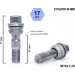 Kolový šroub M15x1,25x47 kulový R14, pohyblivá plocha, klíč 17, S17Q47R14F-MW, výška 77 mm – Zboží Mobilmania