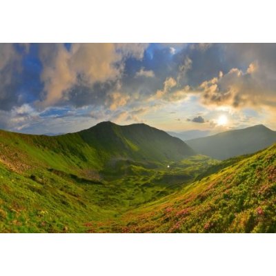 WEBLUX 86452003 Fototapeta vliesová Sunset in summer mountains Západ slunce v letních horách rozměry 145 x 100 cm – Sleviste.cz