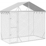 Shumee Venkovní psí kotec se střechou stříbrný 300 x 150 x 250 cm ocel – Zboží Dáma