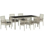 OMAXI 891198 Zahradní jídelní souprava 7 pcs Světle šedá Poly ratan – Hledejceny.cz
