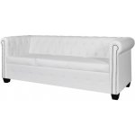 vidaXL Chesterfield 3místná sedačka umělá kůže bílá – Zboží Mobilmania