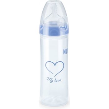 NUK NEW CLASSIC láhev LOVE PP 250ml,SI,V2,M modrá