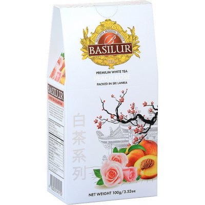 Basilur White Tea Peach Rose BROSKEV RŮŽE papír 100 g – Hledejceny.cz