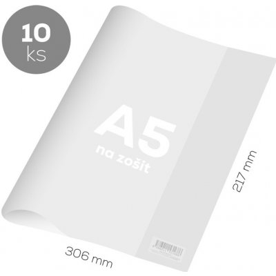 JUNIOR Obal na sešit A5 PVC 306x217 mm hrubý transparentní 100 ks – Zboží Dáma
