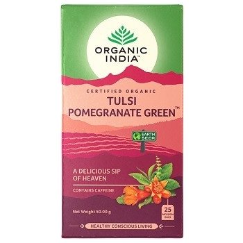 Organic India Tulsi se zeleným čajem a granátovým jablkem Bio 25 sáčků