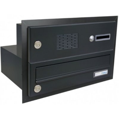 1x poštovní schránka B-017 k zazdění do sloupku s 1x zvonkem a HM ABB + orámování L profilem - lakovaná - RAL 7016 MAT. - ANTRACIT – Hledejceny.cz