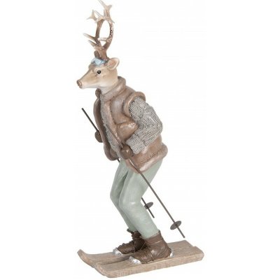 Dekorace Jelen Deer ve svetru na lyžích - 16*11*33 cm - Clayre & Eef – Hledejceny.cz