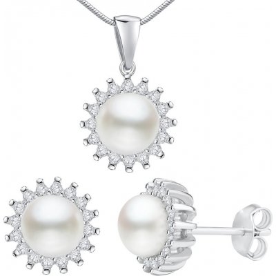 SILVEGO Stříbrná souprava VERA s přírodní bílou perlou náušnice a přívěsek LPS1166 – Hledejceny.cz
