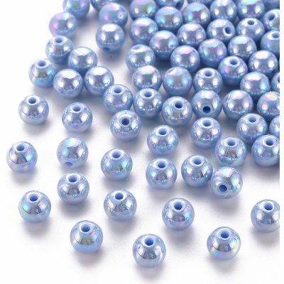 Akrylové korálky s AB efektem - nebesky modré - ∅ 8 mm - 10 ks – Sleviste.cz