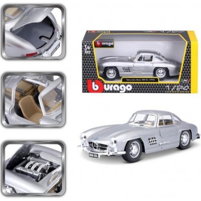 Bburago Mercedes Benz 300 SL 1954 stříbrná 1:24 – Hledejceny.cz