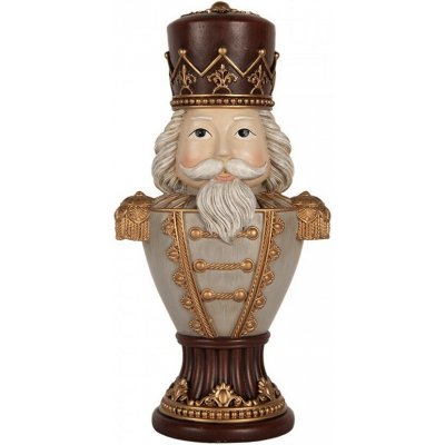 Clayre & Eef Šedo-vínová dekorace busta Louskáček Nutcracker - 16*10*30 cm – Hledejceny.cz