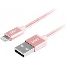 GND LIGHTN200MM09 USB / lightning MFI, opletený, 2m, růžový