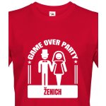 Bezvatriko tričko pro ženicha Game over party červená – Zboží Mobilmania